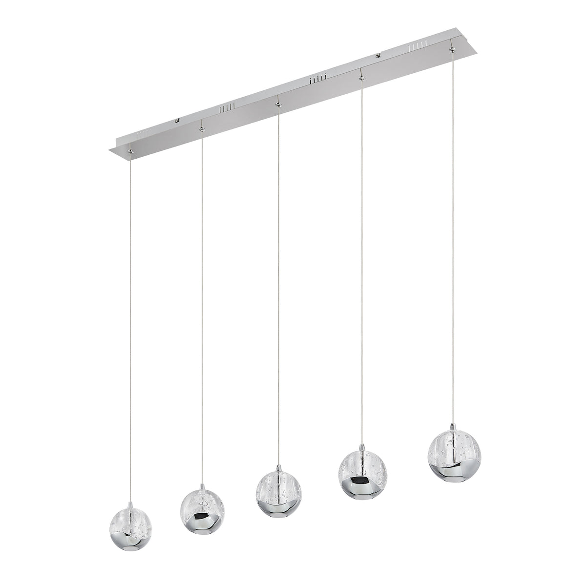 Zanoshade TFS 5 LTS BAR PENDANT 5x5wLED 3000K 1540Lm cab2M L960 W90 CHROME/BUBBLE GLASS