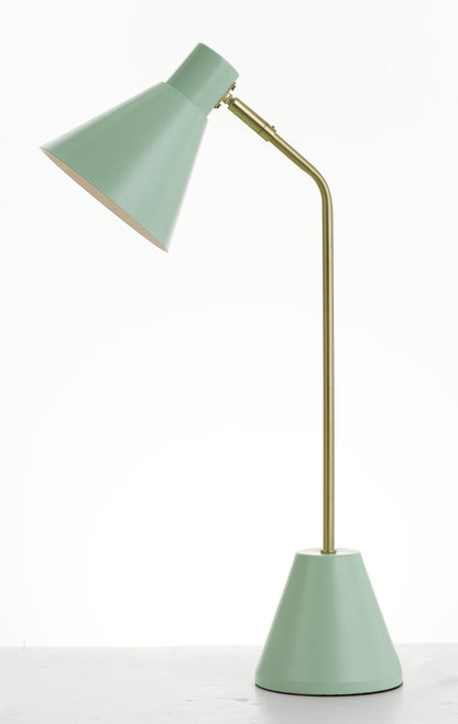 TFS TABLE LAMP 25wE14max D:140 H:540 cab:2.0M BRASS MATT/GREEN