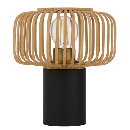 TFS ROUND TABLE LAMP 25wE27max D200 H230 inline swt BLACK / NATURAL BAMBOO