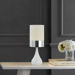 TFS CERAMIC TABLE LAMP 25wE14max D:150 H:410 WHITE/CHROME