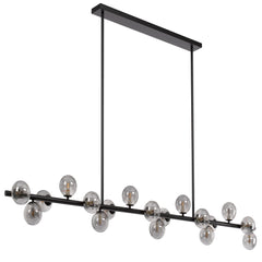 Juneau TFS 18 LTS PENDANT 18x6wG9mx L2000 W243 H245 ROD:2x6001x300 BLACK FRAME/SMOKE GLASS