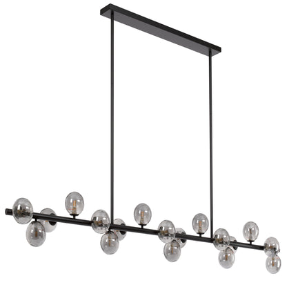 Juneau TFS 18 LTS PENDANT 18x6wG9mx L2000 W243 H245 ROD:2x6001x300 BLACK FRAME/SMOKE GLASS