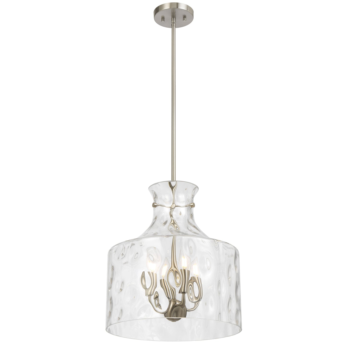Vitamark TFS 4LT PENDANT 4x25wE14max D:380 H:420 ROD 1.5m NICKEL MAT/ CLEAR WATER STREAK