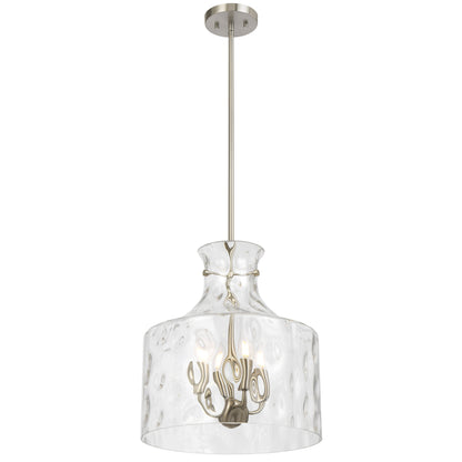 Vitamark TFS 4LT PENDANT 4x25wE14max D:380 H:420 ROD 1.5m NICKEL MAT/ CLEAR WATER STREAK