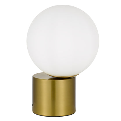 TFS TABLE LAMP 25wE27max D:200 H:300 Inline Switch ANTIQUE GOLD BASE/OPAL GLASS