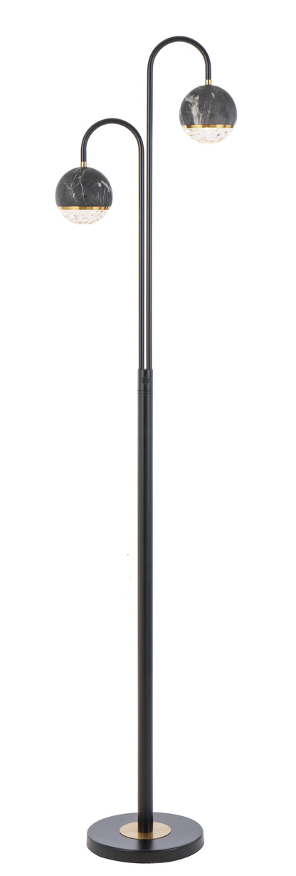 TFS 2 FLOOR LAMP 2x6wG9 L:315 W:23 H:1550 BLACK MATT/BLACK MARBLE LOOK