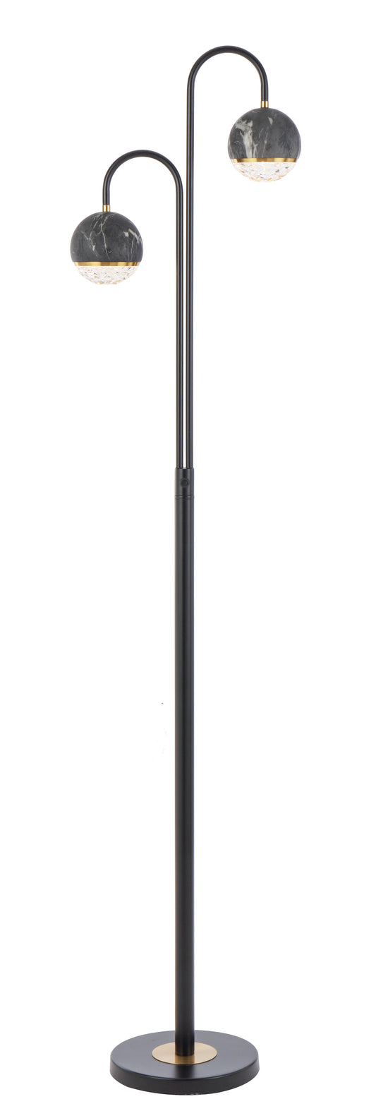 TFS 2 FLOOR LAMP 2x6wG9 L:315 W:23 H:1550 BLACK MATT/BLACK MARBLE LOOK