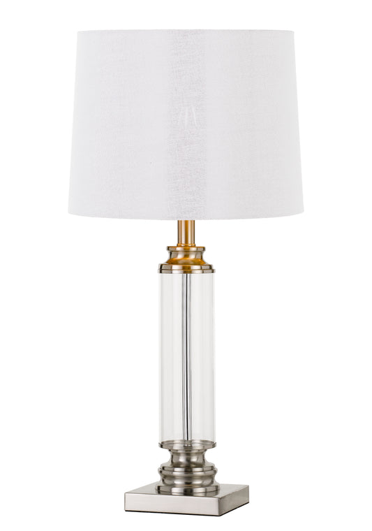 TFS TABLE LAMP 25wE27max D:300 H:650 cable2.0 line swt NICKEL/CLEAR+WHITE/SILVER