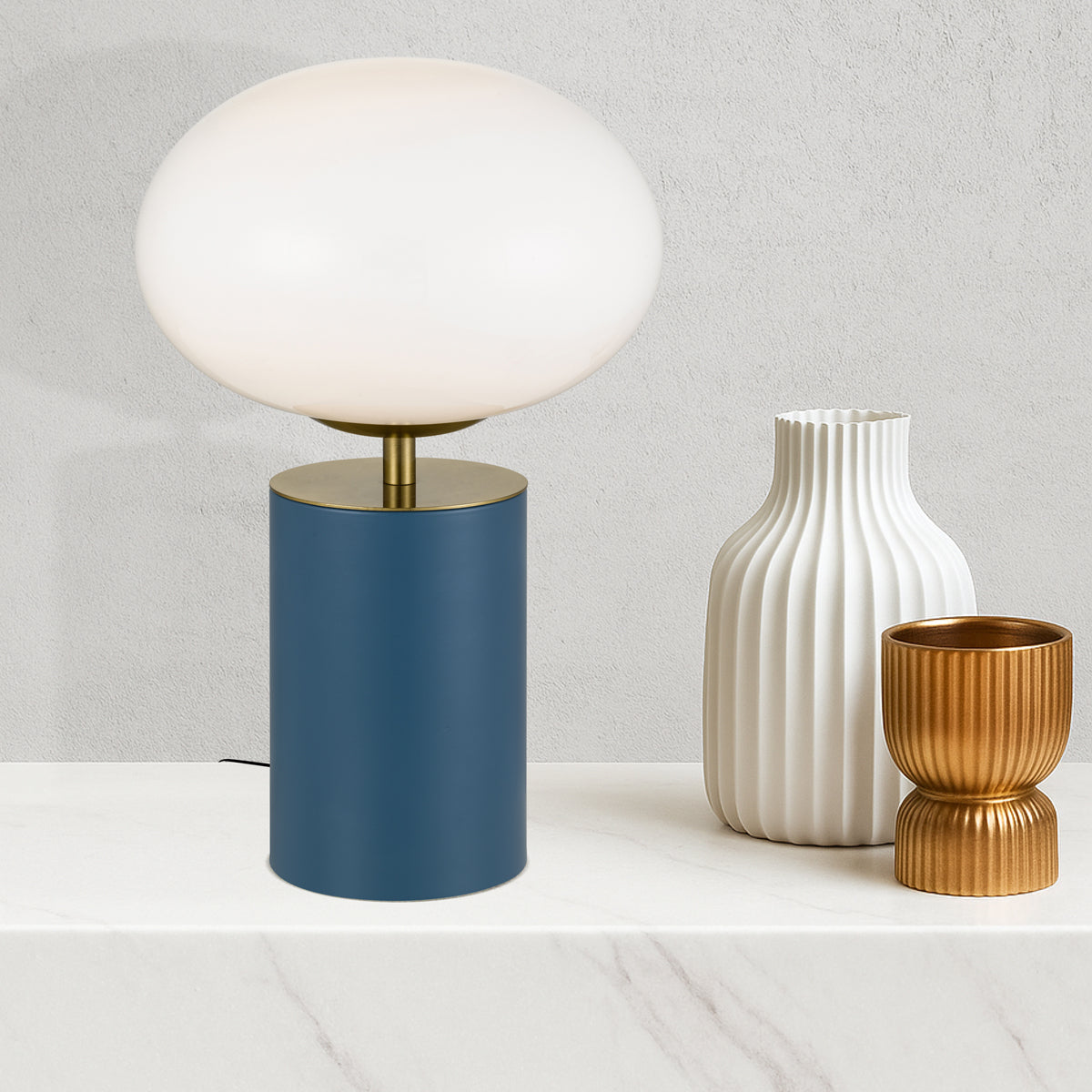 TFS TOUCH TABLE LAMP 5wE14 3000K D200 H320 BLUE 5007 / GOLD/ OPAL GLOSS