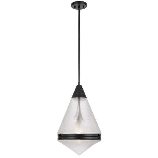 TFS 1LT PENDANT 25wE27max D:350 H:560 ROD 1.5m BLACK MATT/ CLEAR