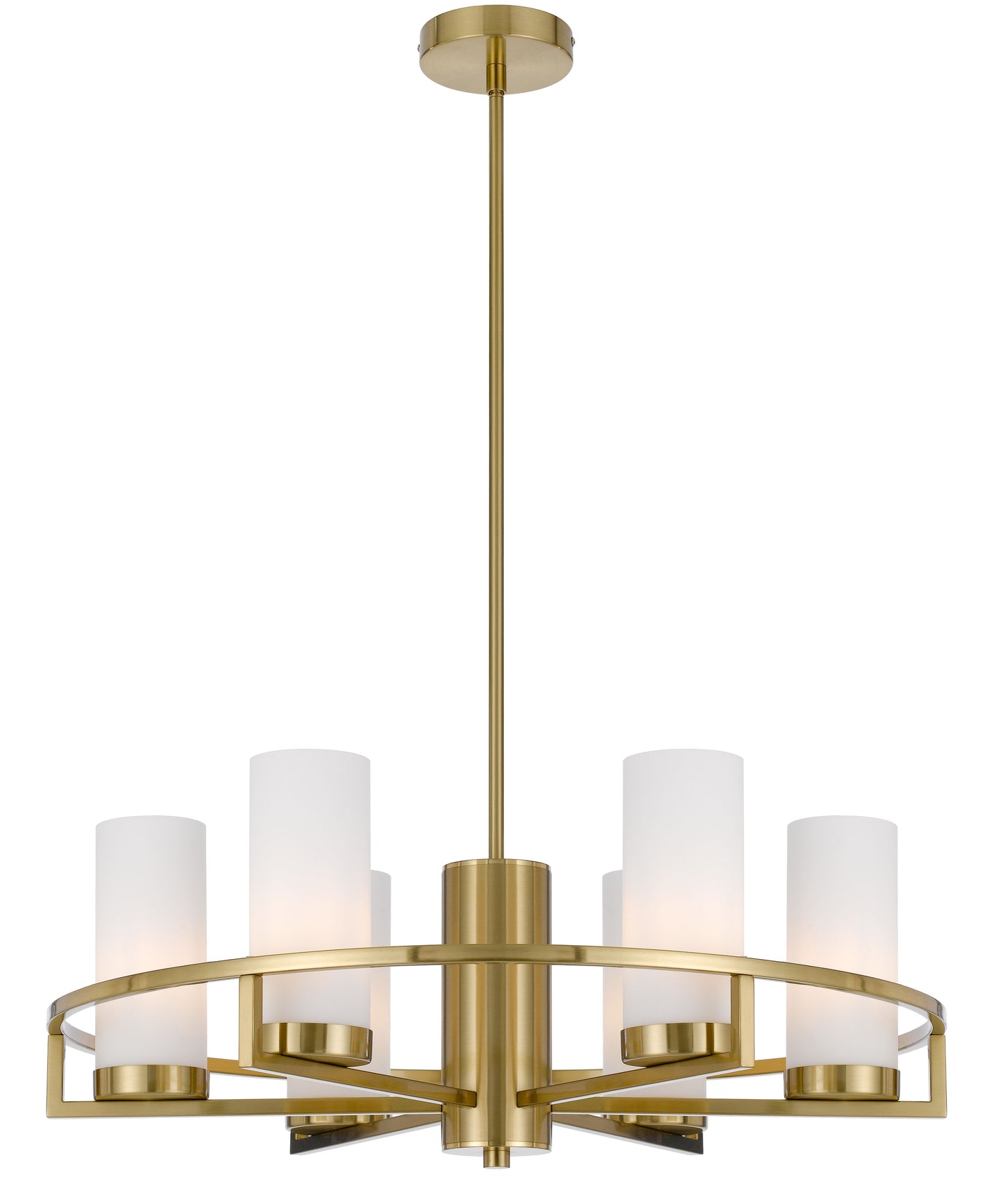 TFS 6LTS PENDANT 6x25wE14max D650 H242 GLASS:80 BRASS / OPAL MATT ROD:1.5m