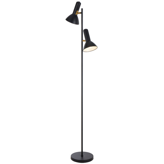 TFS 2LT FLOOR LAMP 2x25wE27max L240 W420 H1610 ON/OFF SWT ON HEAD BLACK SATIN