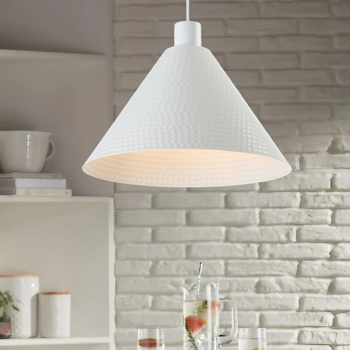 TFS 43CM PENDANT 25wE27max D430 H250 TEX 2M WHITE SATIN