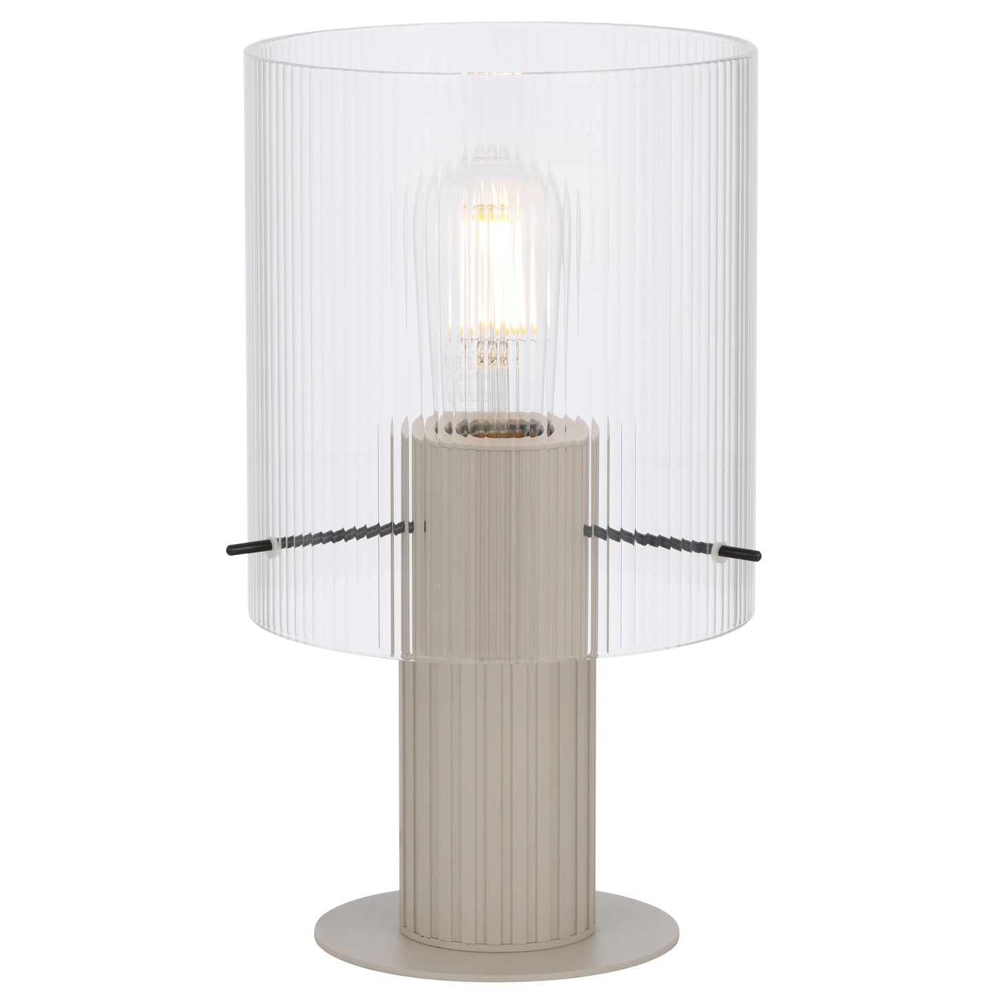 TFS TABLE LAMP 25wE27max D180 H320 inline swt GREY / CLEAR
