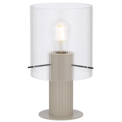 TFS TABLE LAMP 25wE27max D180 H320 inline swt GREY / CLEAR