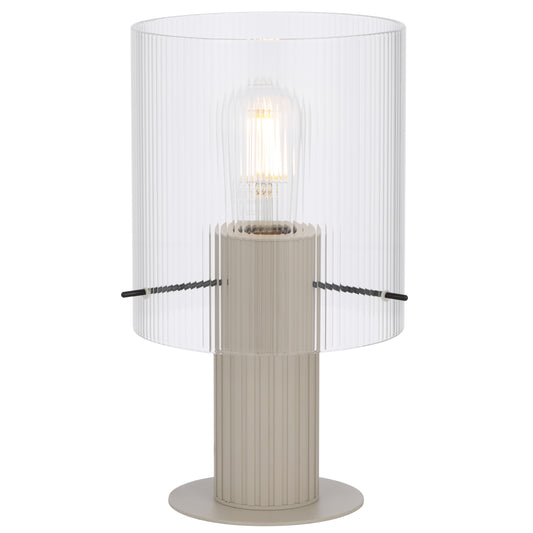 TFS TABLE LAMP 25wE27max D180 H320 inline swt GREY / CLEAR