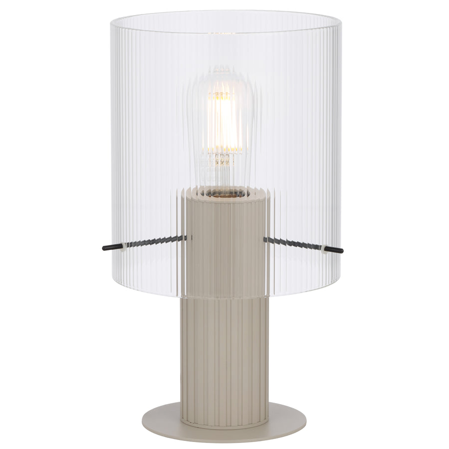 TFS TABLE LAMP 25wE27max D180 H320 inline swt GREY / CLEAR