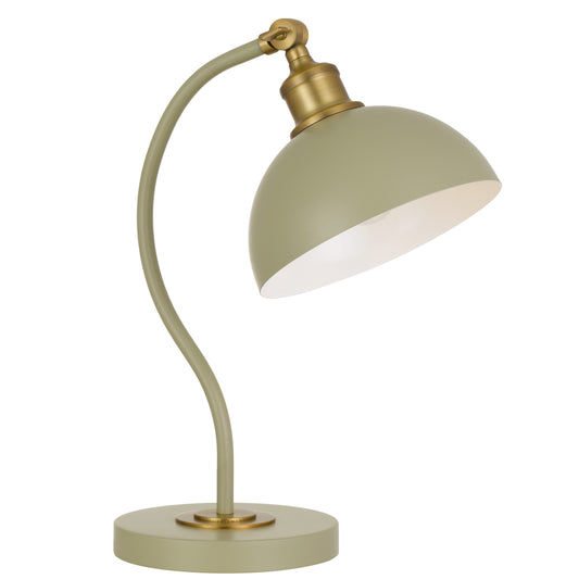 TFS TABLE LAMP 25wE27max L:285 W:200x H:415 SHADE D:200 H:190 GREEN SATIN/ BRASS