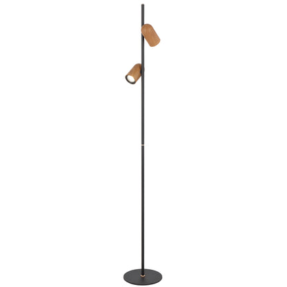 TFS FLOOR LAMP 2x6wGU10 D:220 H:1500 FOOT SWT BLACK / WOOD PAINTED