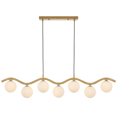 Lumowood TFS 7LT PENDANT 7x6wG9max KIT L1150 W120 H200 CAB2m ANT GOLD/ OPAL MATT