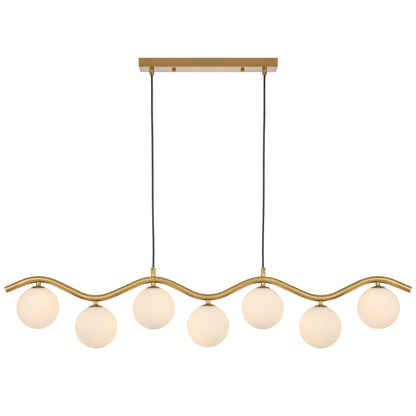 Lumowood TFS 7LT PENDANT 7x6wG9max KIT L1150 W120 H200 CAB2m ANT GOLD/ OPAL MATT