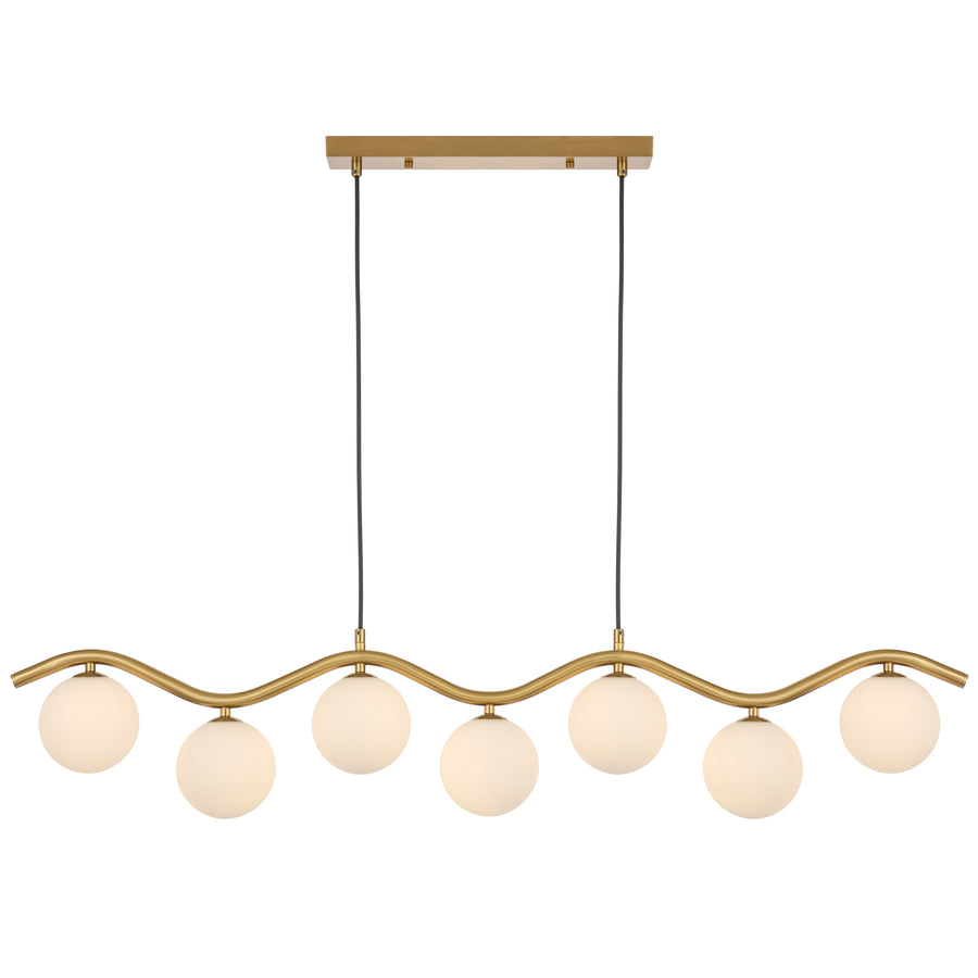 Lumowood TFS 7LT PENDANT 7x6wG9max KIT L1150 W120 H200 CAB2m ANT GOLD/ OPAL MATT
