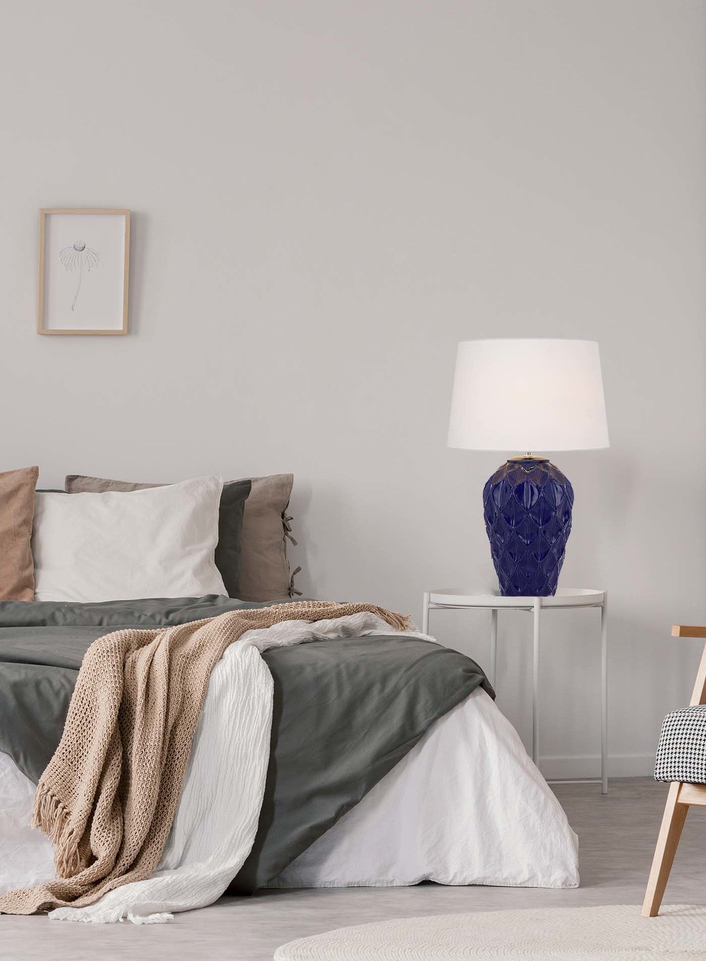 TFS CERAMIC TABLE LAMP 25wE27max D:400 H:640 BLUE / WHITE