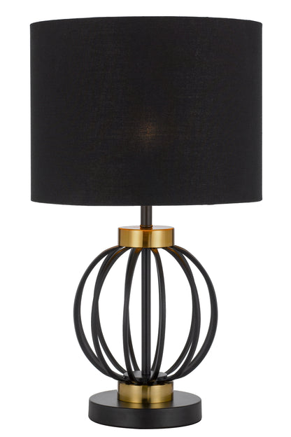 TFS TABLE LAMP 25wE27max D:320 H:550 Inline Switch BLACK / ANTIQUE GOLD