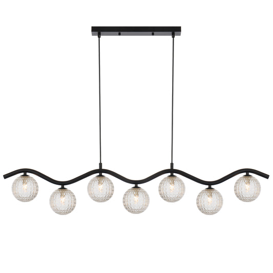 Lumolux TFS 7LT PENDANT 7x6wG9max KIT L1150 W120 H200 CAB2m BLACK / CLEAR PRISM PATTERN