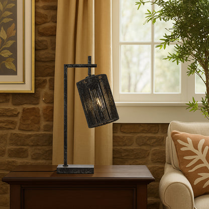 TFS TABLE LAMP 25wE27max L210 W140 H500 inline swt GUN METAL / BLACK STRING