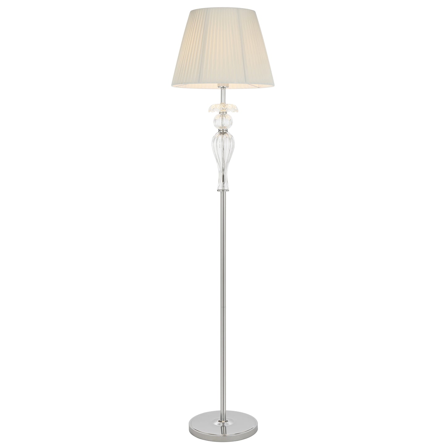 TFS FLOOR LAMP 25wE27max D400 H1650 foot swt CHROME/ CLEAR/ WHITE