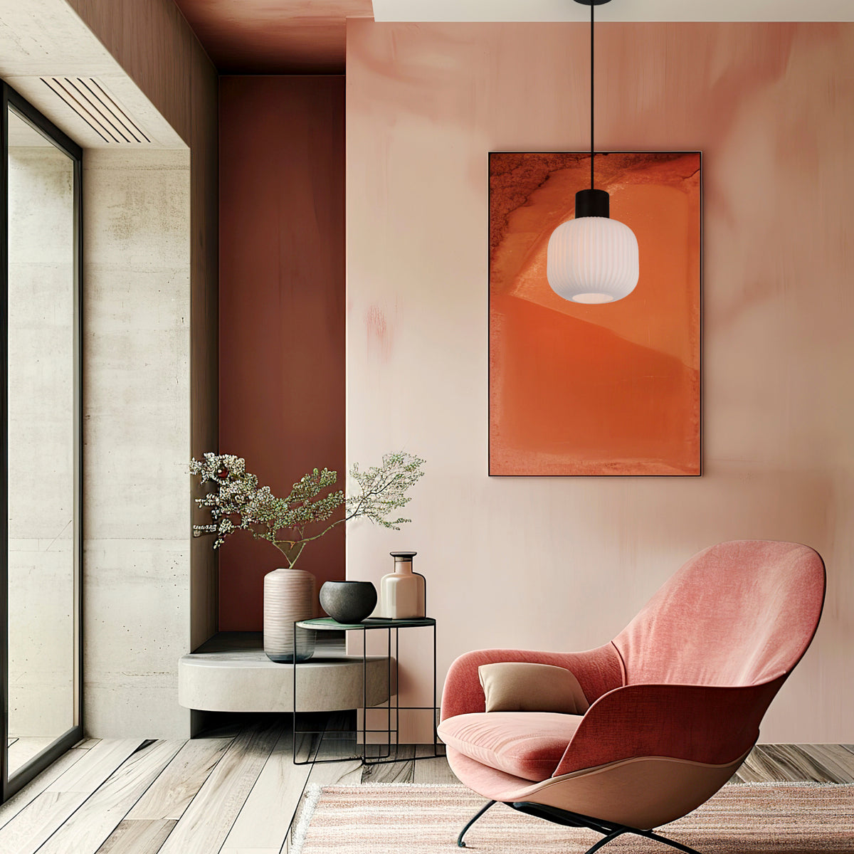 TFS 20 PENDANT 25wE27max D:200 H:180 TEX:2m BLACK MATT/OPAL MATT