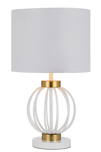 TFS TABLE LAMP 25wE27max D:320 H:550 Inline Switch WHITE / ANTIQUE GOLD