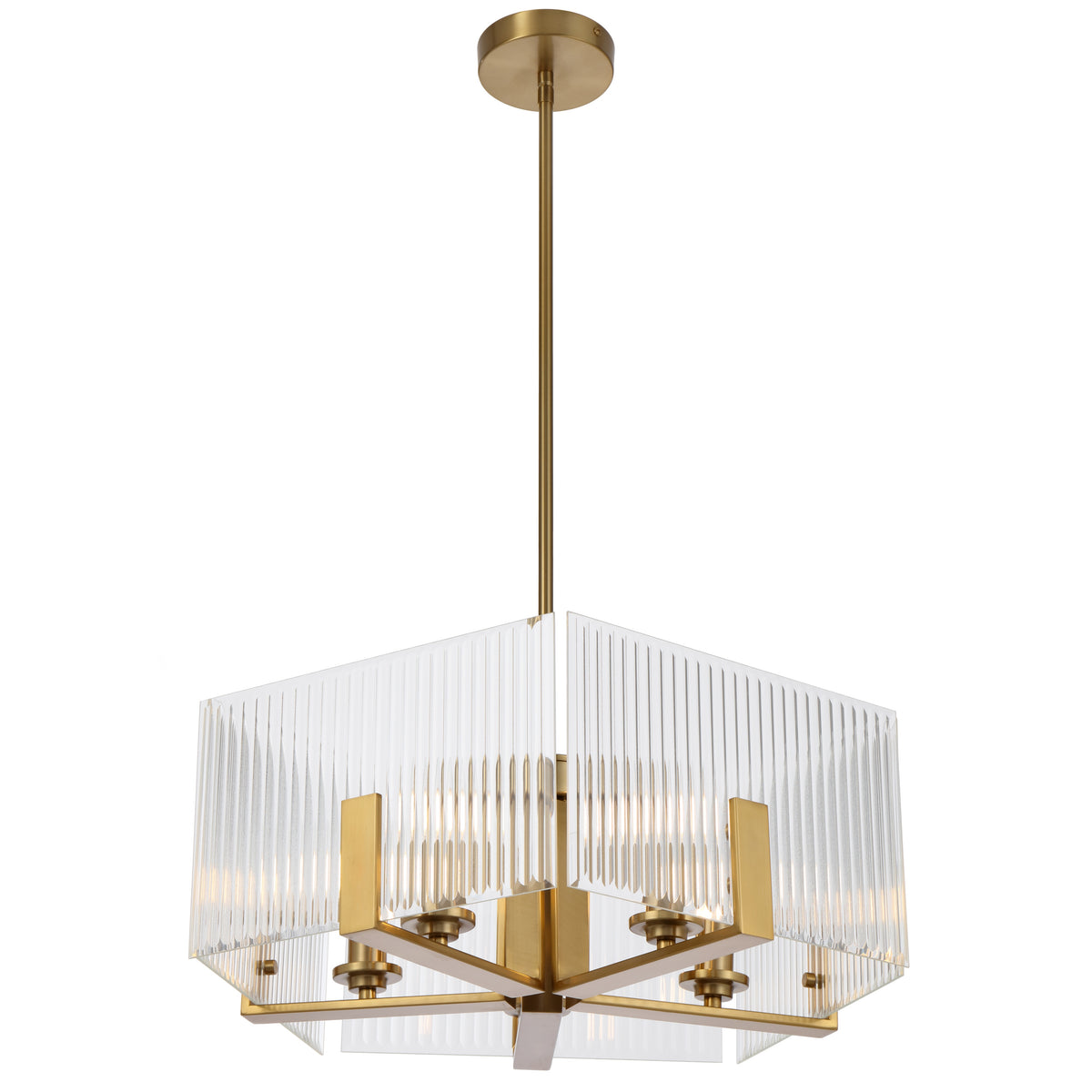 Terashade TFS 5 LT PENDANT 5x25wE14ma L560 W560 H210 rod (2*600+ 1*300) ANT GOLD / CLEAR GLASS