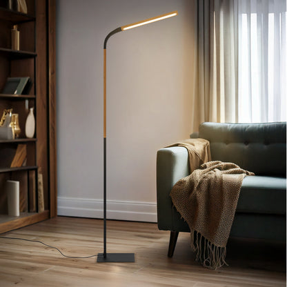 TFS FLOOR LAMP 10wLED L435 W150 H1400 990Lm FOOT SWTC 3000K BLACK MATT/ASH TIMBER