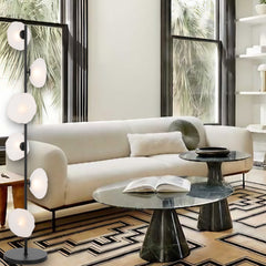 Nancy TFS Floor Lamp 1600mm High in Black and Frost Glass