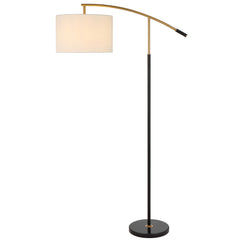 TFS FLOOR LAMP 25wE27max L940 W400 H1650 2.0m foot swt BLACK MARBLE/GOLD/IVORY SHADE