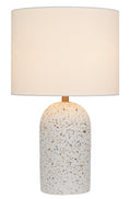 TFS MED TABLE LAMP 25wE27max D:300 H:500 inline Swtch WHITE TERRAZZO / IVORY LINEN