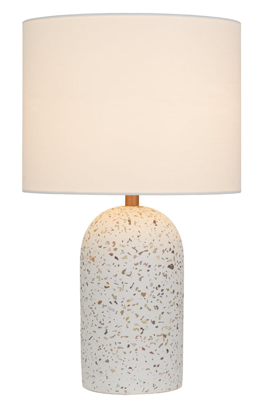 TFS MED TABLE LAMP 25wE27max D:300 H:500 inline Swtch WHITE TERRAZZO / IVORY LINEN