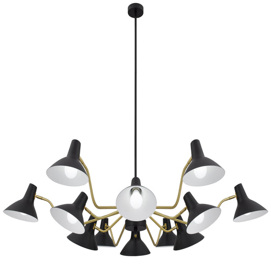 TFS 12 LIGHTS PENDANT 12x25wE27max D:1500 H:285 BLACK/BRASS MATT ROD:1.5m