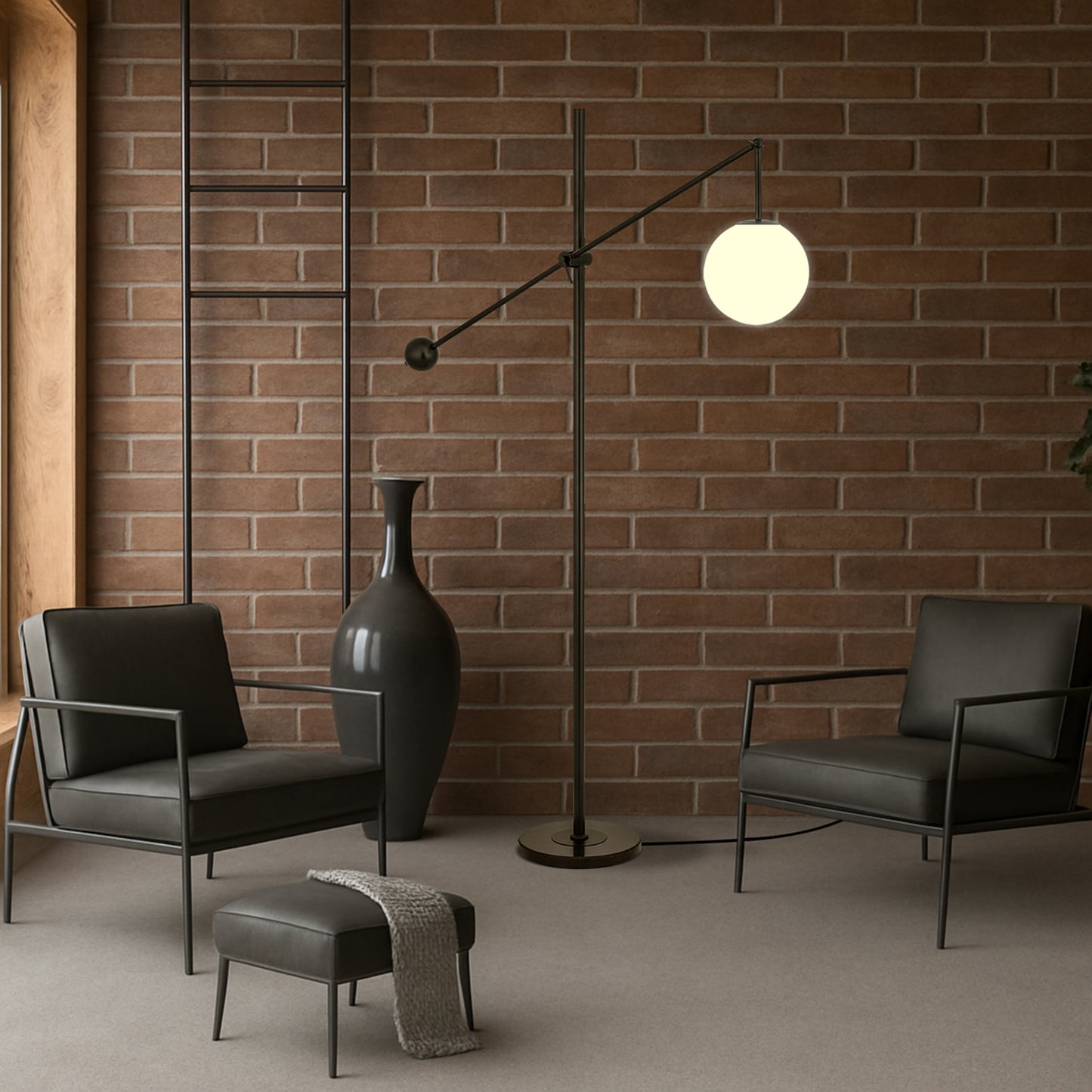 TFS FLOOR LAMP 25wE27max L:1200 H:1800 Foot Switch BLACK / SMOKE
