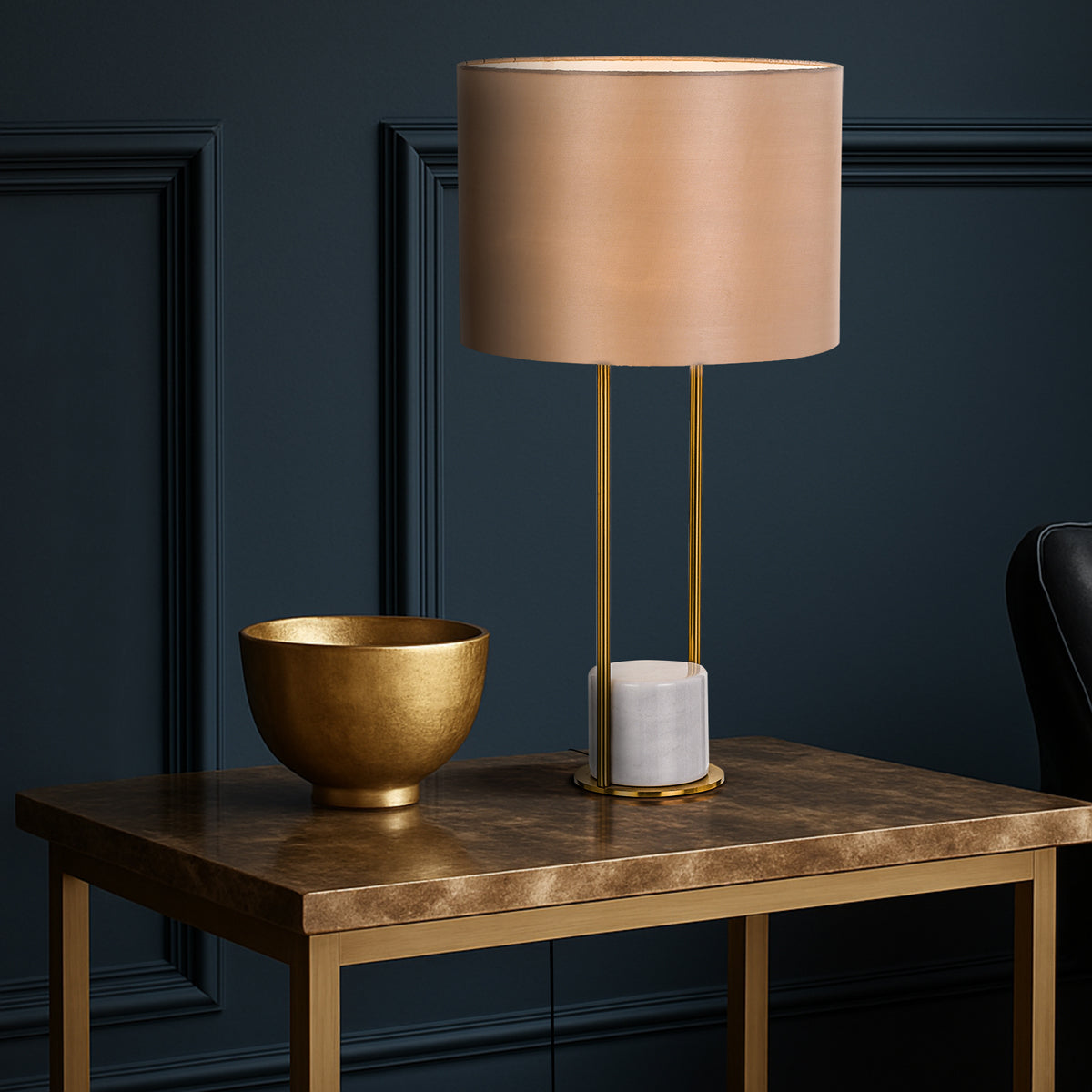 TFS TABLE LAMP 25wE27max D:320 H:600 cable2.0 line swt WHITE/ANT GOLD/CREAM