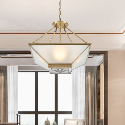 TFS PE CTC 4x25wE27max D:500 H:160 chain:2M BRASS/FROST GLASS