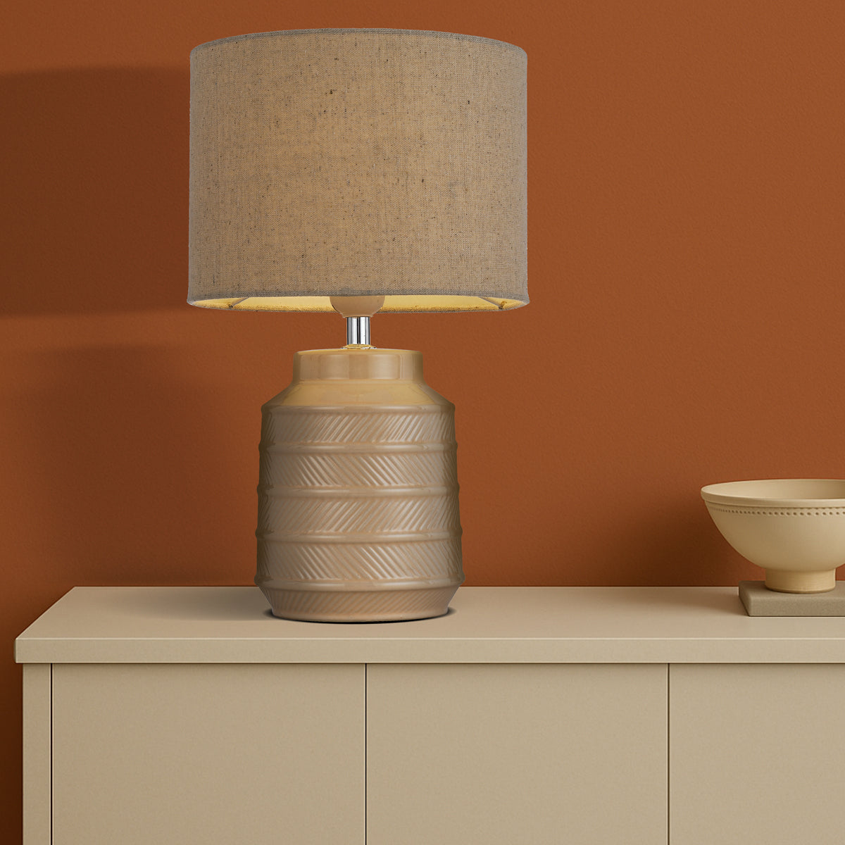 TFS CERAMIC TABLE LAMP 25wE27max H:350 D:220 CREAM/CREAM