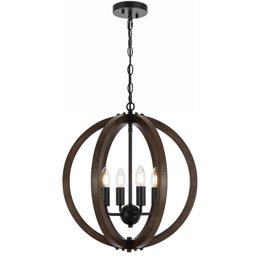 Malaga TFS 4 LT PENDANT 4x25wE14 D450 H510 CHAIN 2M BLACK MATT / TIMBER