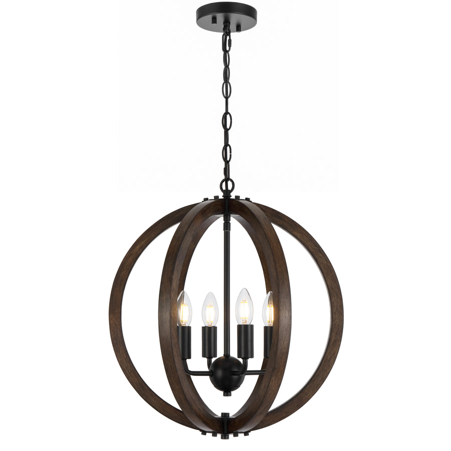 Malaga TFS 4 LT PENDANT 4x25wE14 D450 H510 CHAIN 2M BLACK MATT / TIMBER