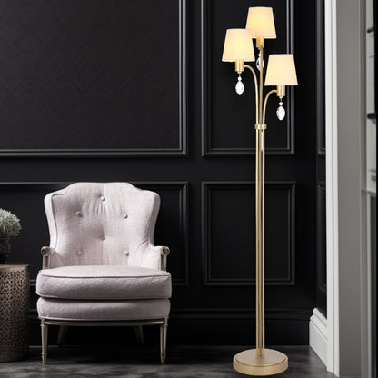 TFS 3 LT FLOOR LAMP 3x25wE14max L340 H1560 ANT SILVER/CREAM/CRYSTAL