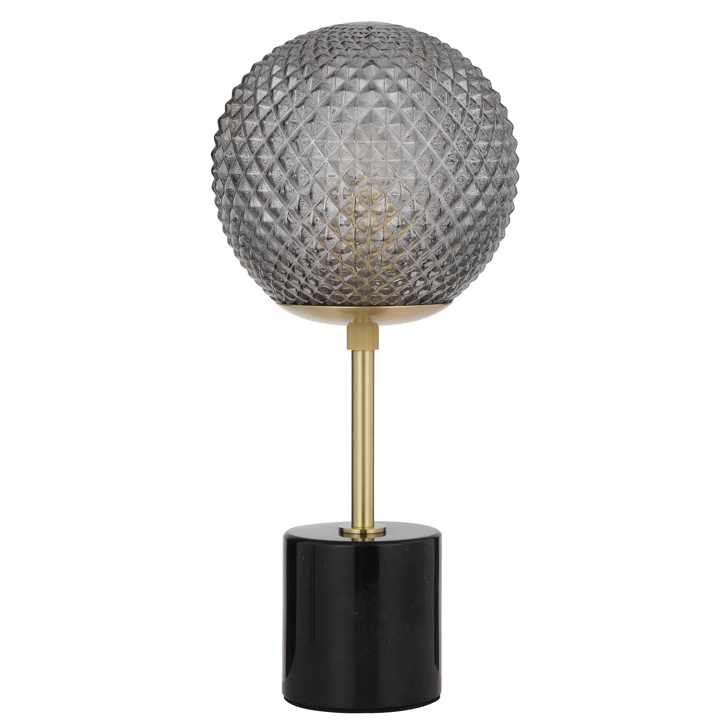 TFS TABLE LAMP 25wE27max D:190 H:415 inline swtch BLACK MARBLE/SMOKE GLASS