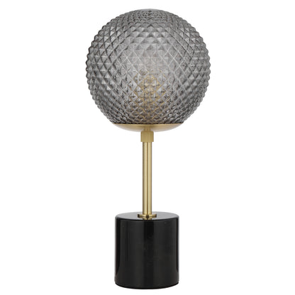 TFS TABLE LAMP 25wE27max D:190 H:415 inline swtch BLACK MARBLE/SMOKE GLASS
