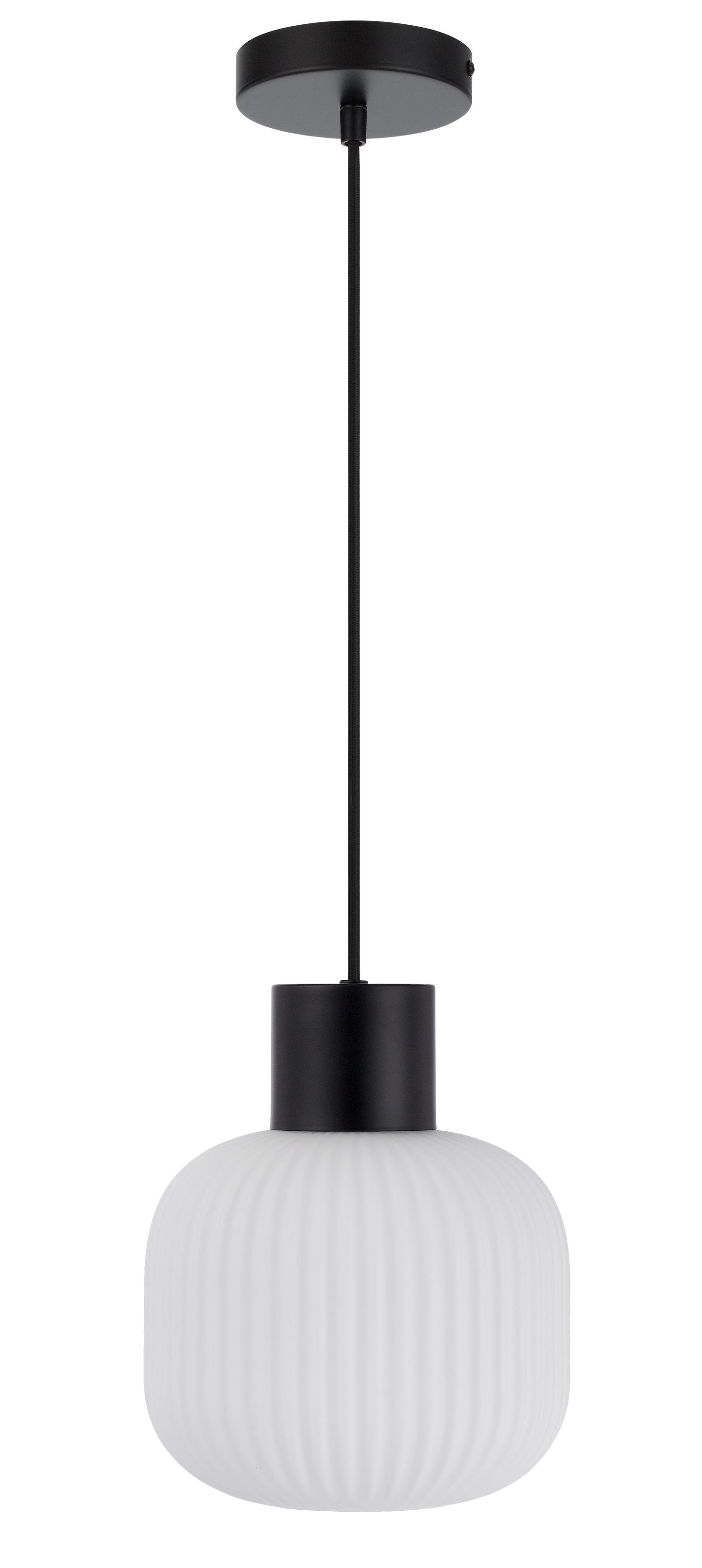 TFS 20 PENDANT 25wE27max D:200 H:180 TEX:2m BLACK MATT/OPAL MATT